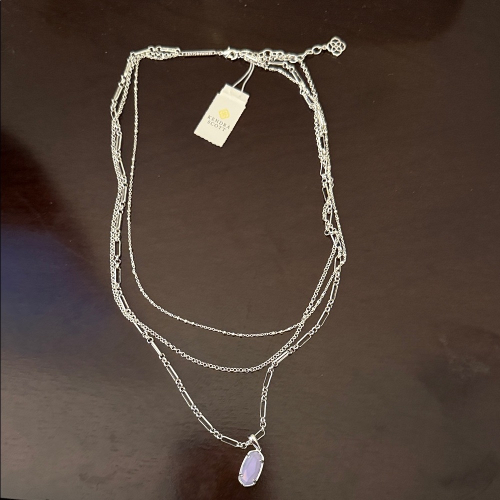 Kendra Scott Silver Necklace with Lavender Pendant
